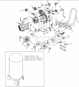 Page A Diagram and Parts List for HL421500 2006 Campbell Hausfeld Compressor